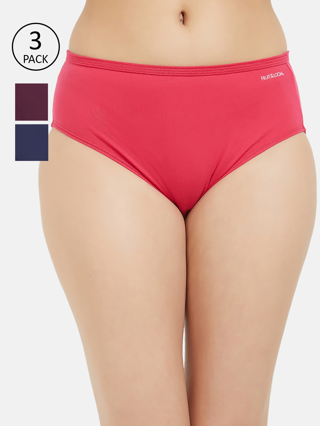 

Fruit of the loom Women Pack of 3 Solid Hipster Briefs FHPS01-3P-DA2S6, Purple