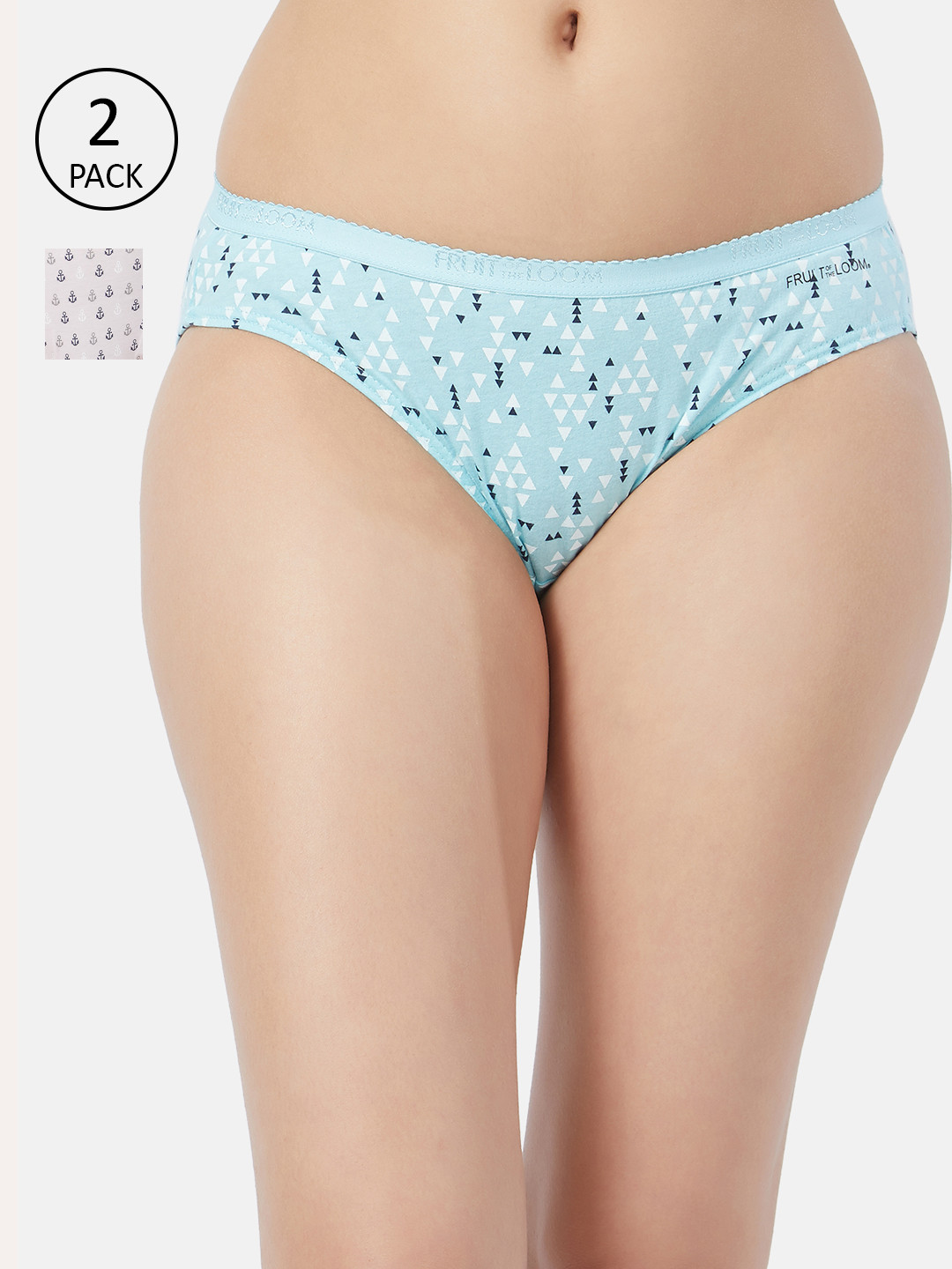 

Fruit of the loom Women Pack of 2 Printed Bikini Briefs FBKP02-2P-LA1P4, Blue
