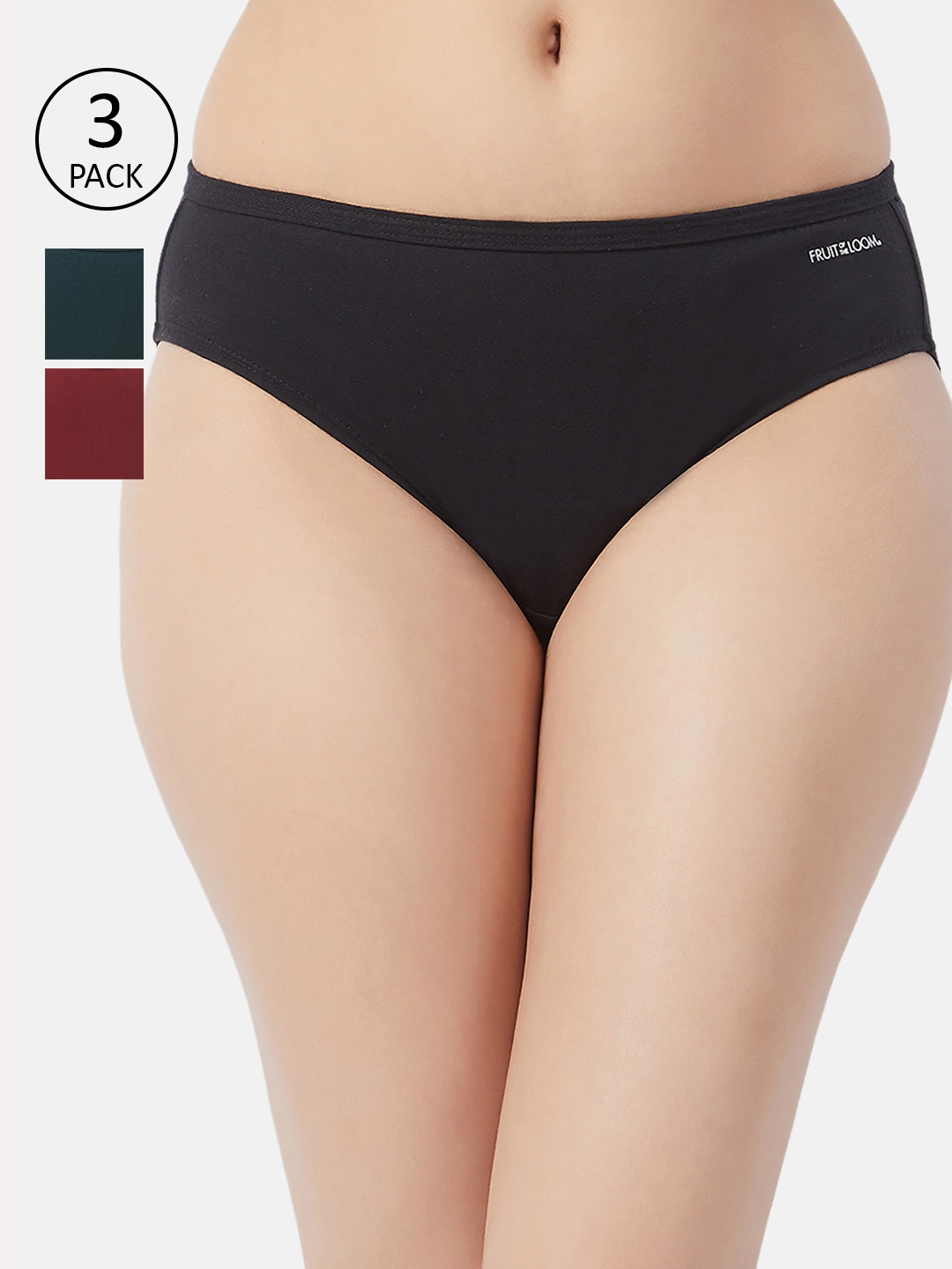 

Fruit of the loom Women Pack of 3 Solid Bikini Briefs FBKS01-3P-DA1S4, Maroon