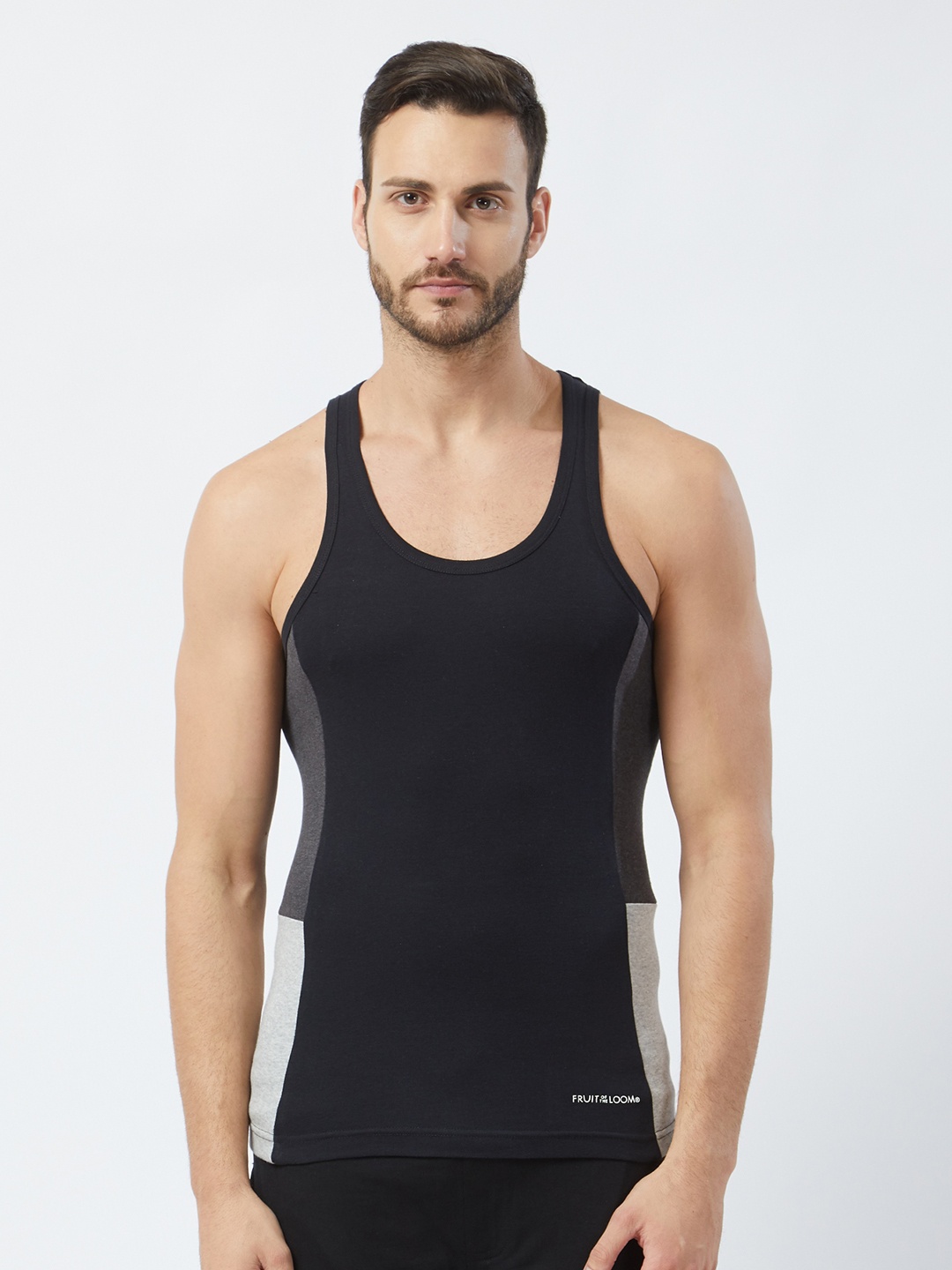 

Fruit of the Loom Men Black Intellifresh Technology Innerwear Vest MFV02-A1S1
