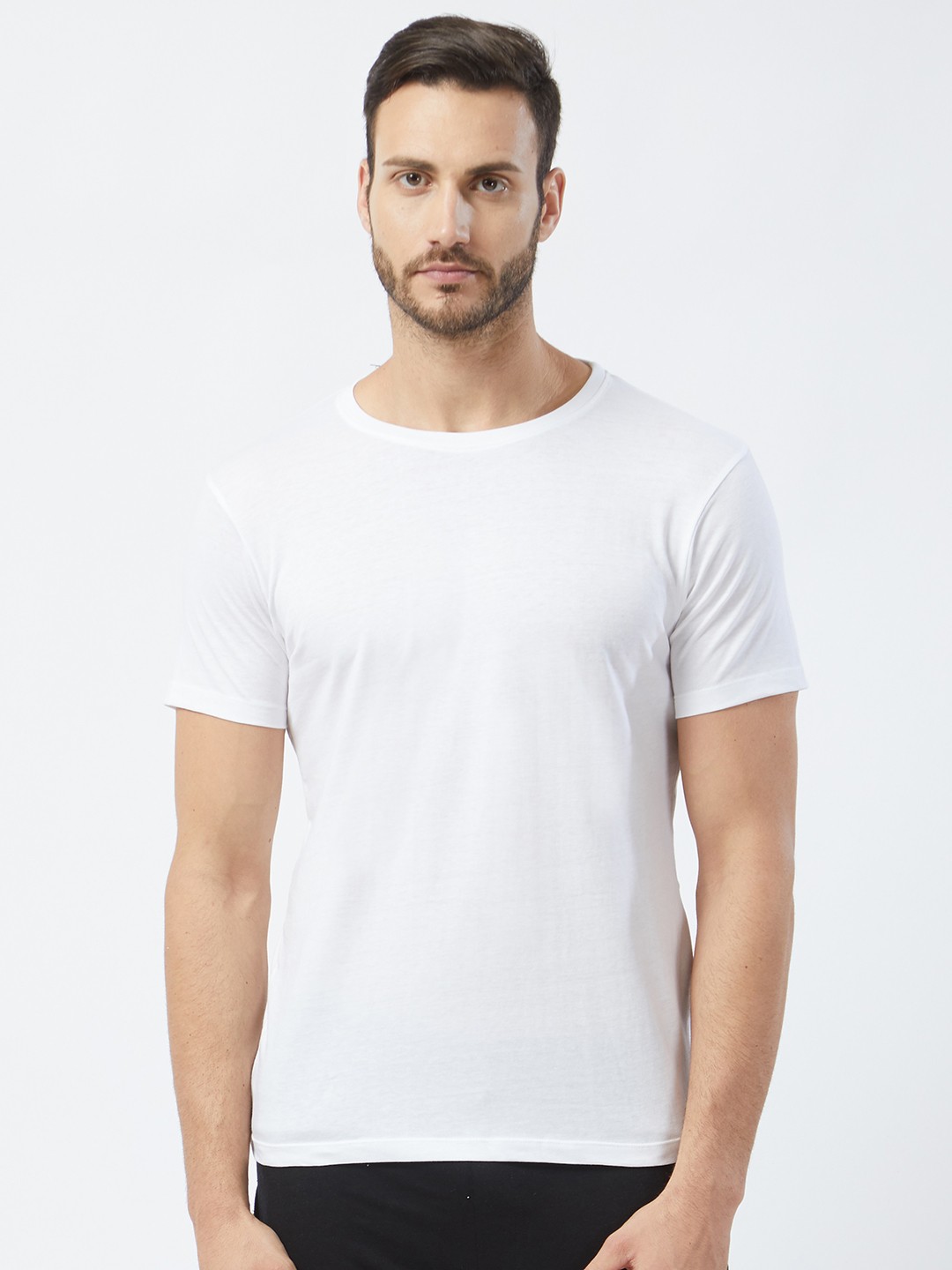 

Fruit of the loom Men White Solid Round-Neck Lounge T-shirt
