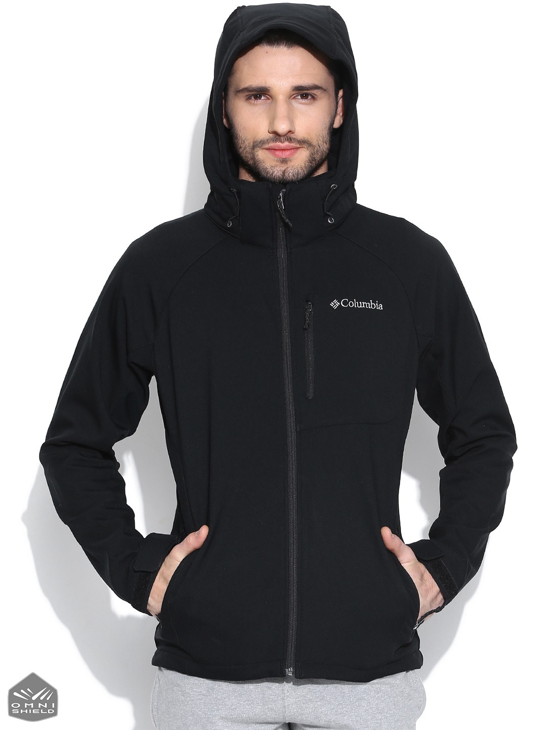

Columbia Men Black Cascade Ridge II Softshell Outdoor Sweatshirt with Detachable Hood