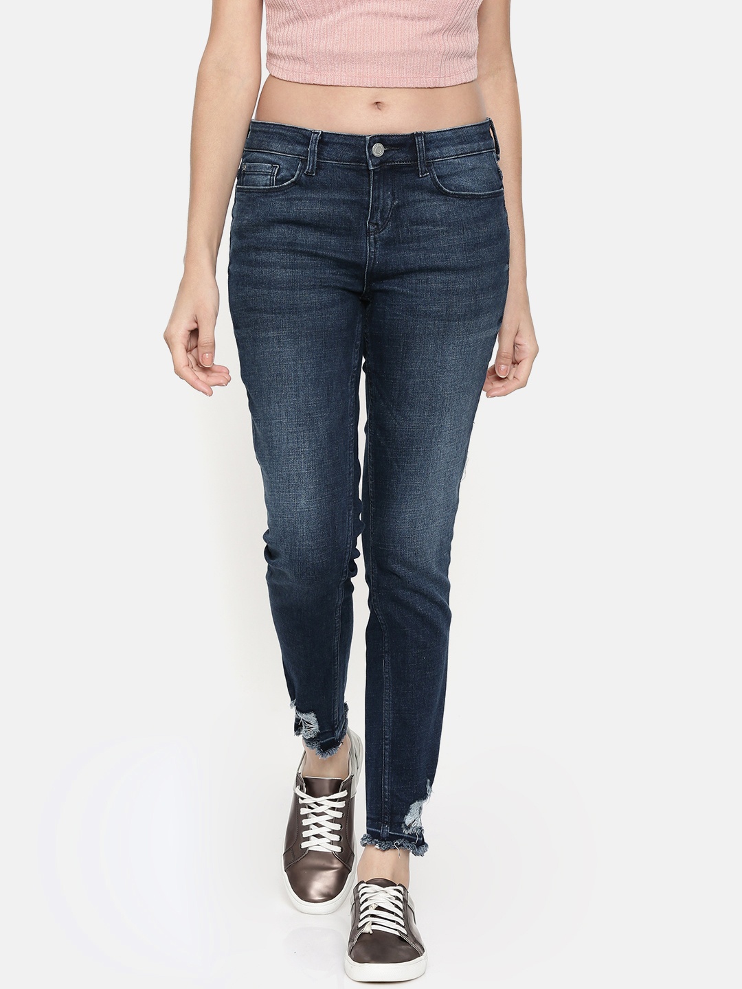 

Vero Moda Women Blue Skinny Fit Mid-Rise Mildly Distressed Jeans