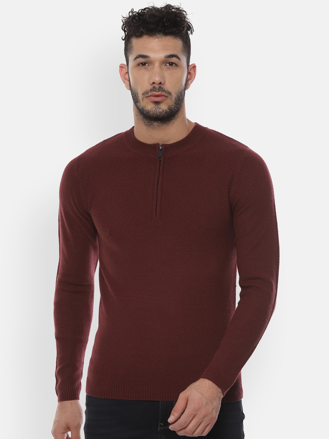 

Van Heusen Men Brown Solid Sweater