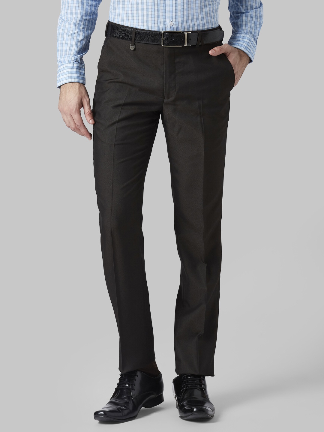 

Park Avenue Men Brown Slim Fit Solid Formal Trousers