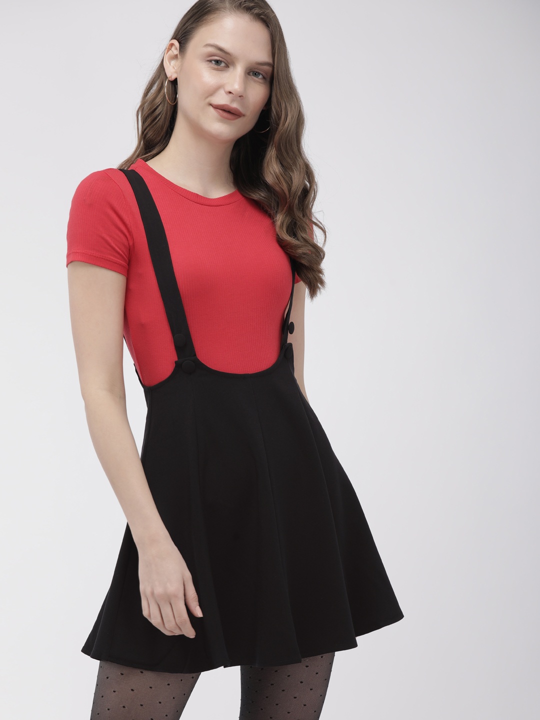 

FOREVER 21 Women Black Solid Pinafore Dress