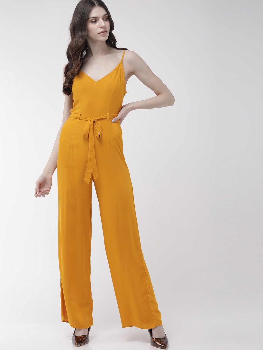 

FOREVER 21 Women Mustard Yellow Solid Basic Jumpsuit
