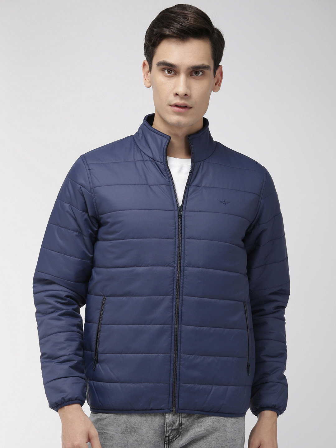 

Park Avenue Men Play Blue Solid Slim Fit Puffer Jacket