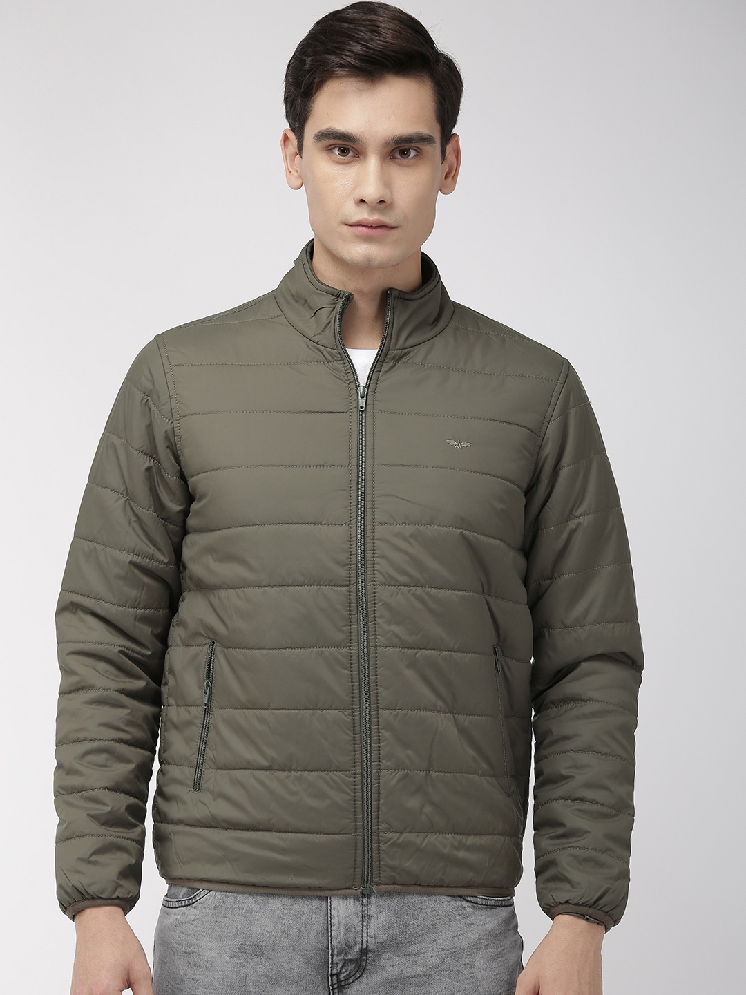 

Park Avenue Men Olive Green Slim Fit Solid Puffer Jacket