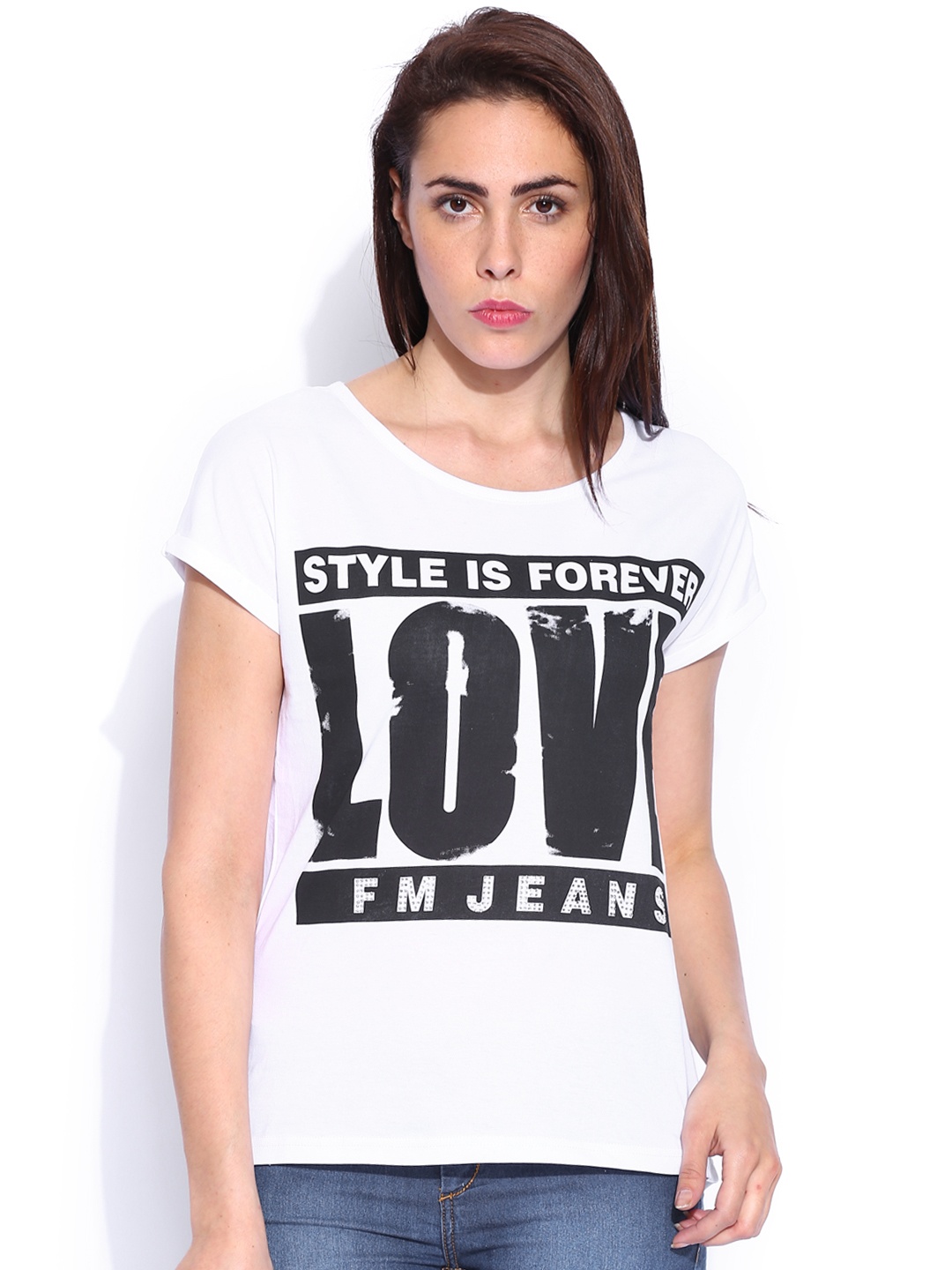 

Flying Machine White Printed Pure Cotton T-shirt
