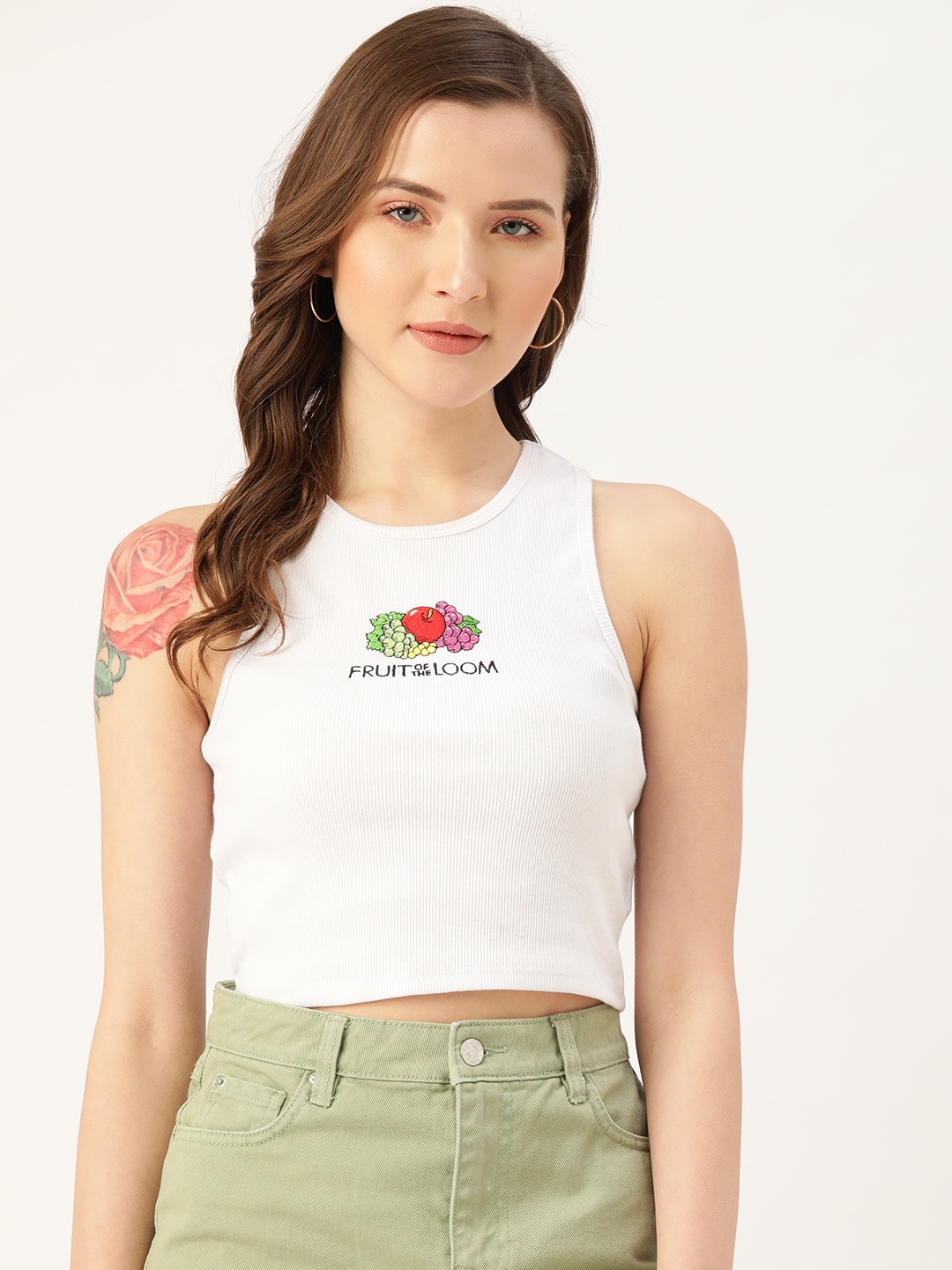 

FOREVER 21 Women White Applique Detail Top