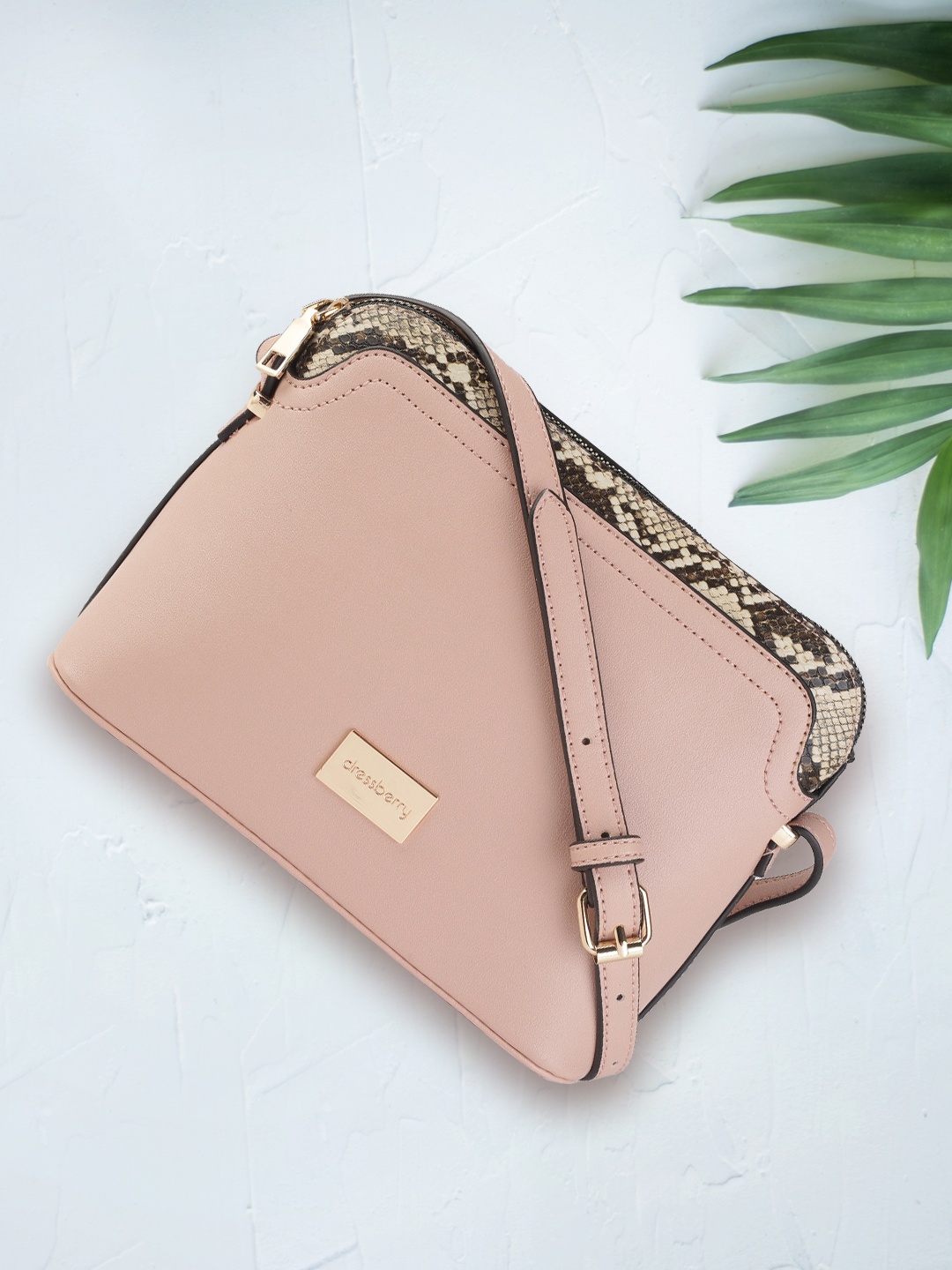 

DressBerry Peach-Coloured Solid Sling Bag