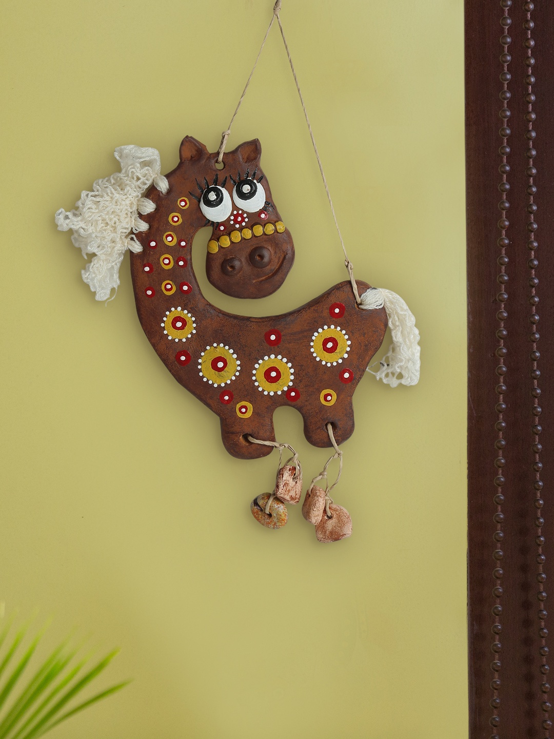 

ExclusiveLane Horse Shaped Handmade & Hand-Painted Terracotta Wall Hanging, Brown