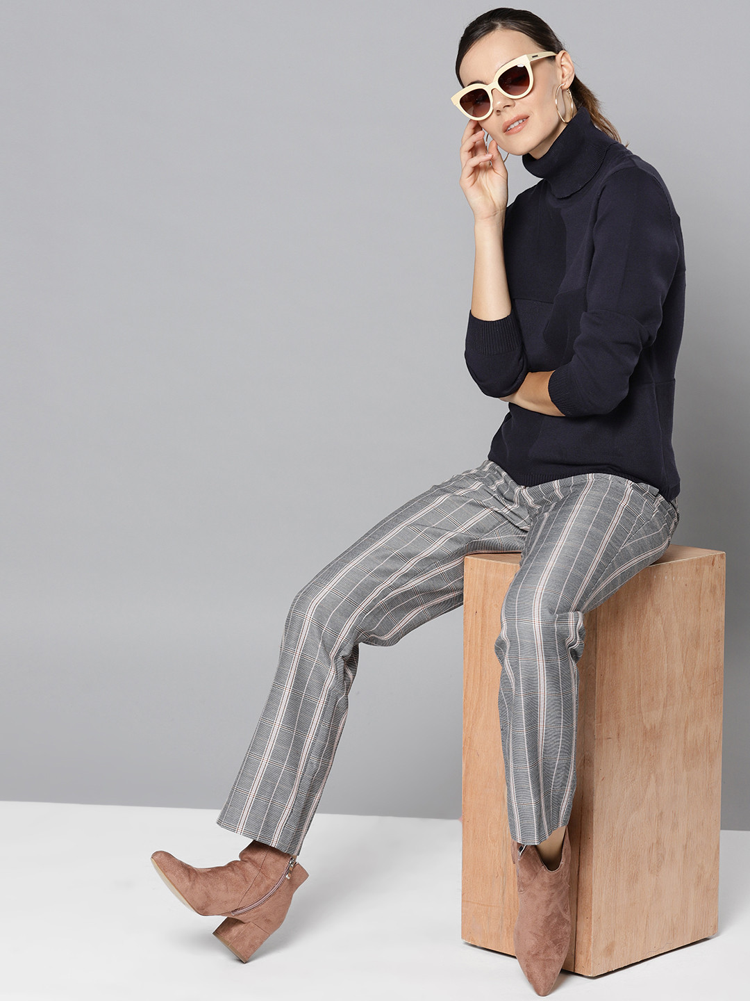 

STREET 9 Women Navy Blue Solid Sweater