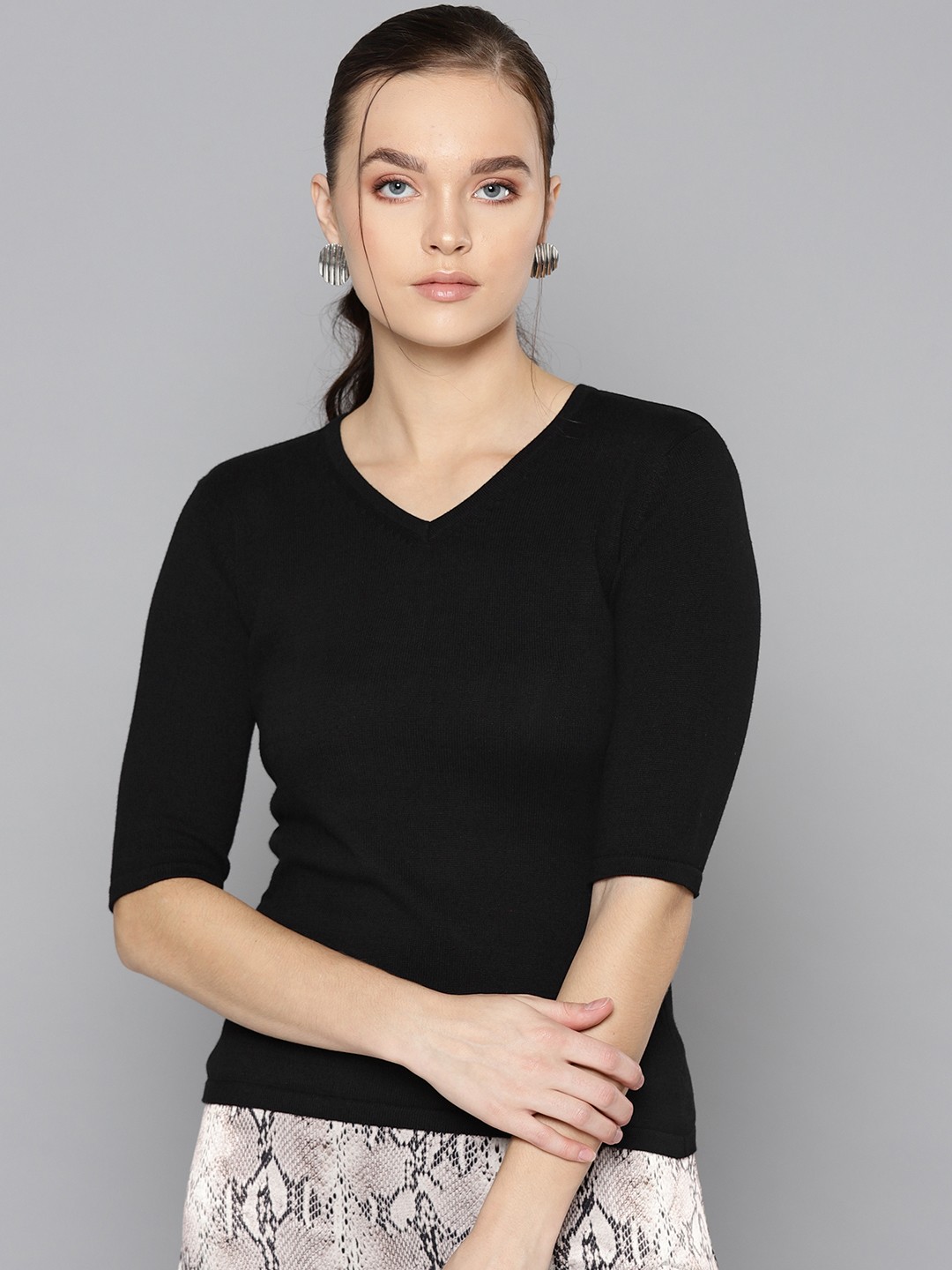 

STREET 9 Women Black Solid Sweater