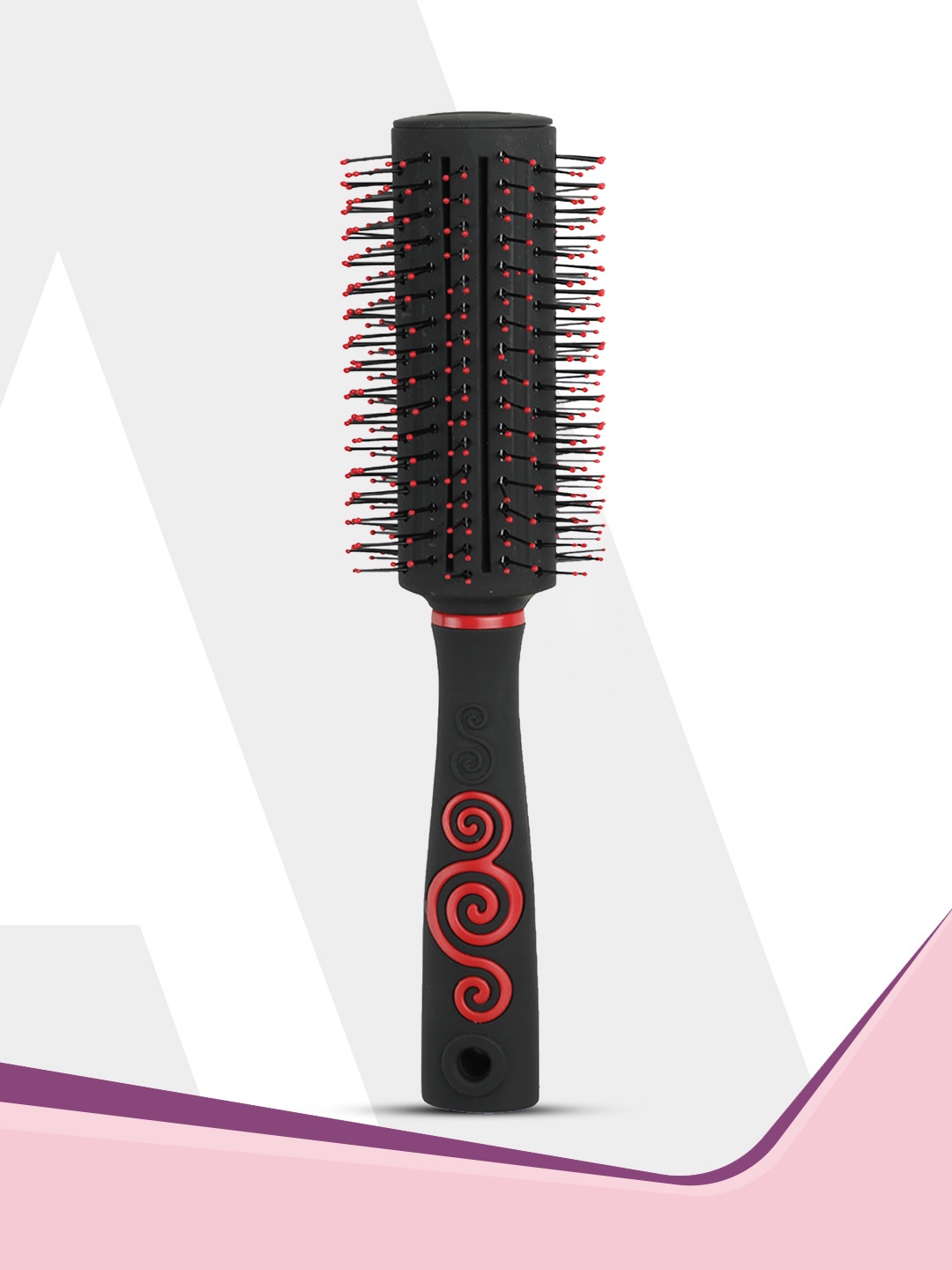 

Agaro Royal Round Hair Brush for Detangling & Straightening - Black & Red