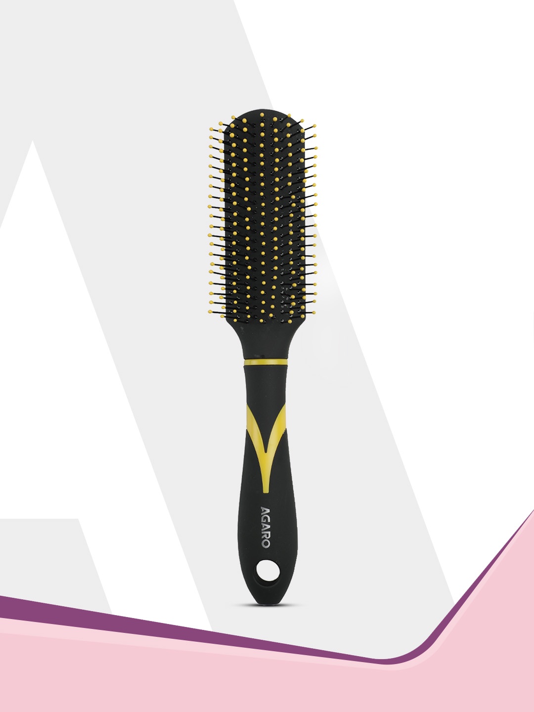 

Agaro Breeze Flat Hair Brush for Detangling & Straightening - Black & Yellow