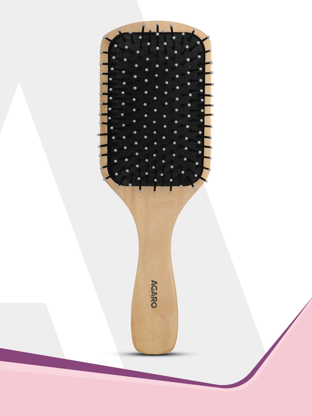 

Agaro Wooden Paddle Hair Brush - Beige & Black