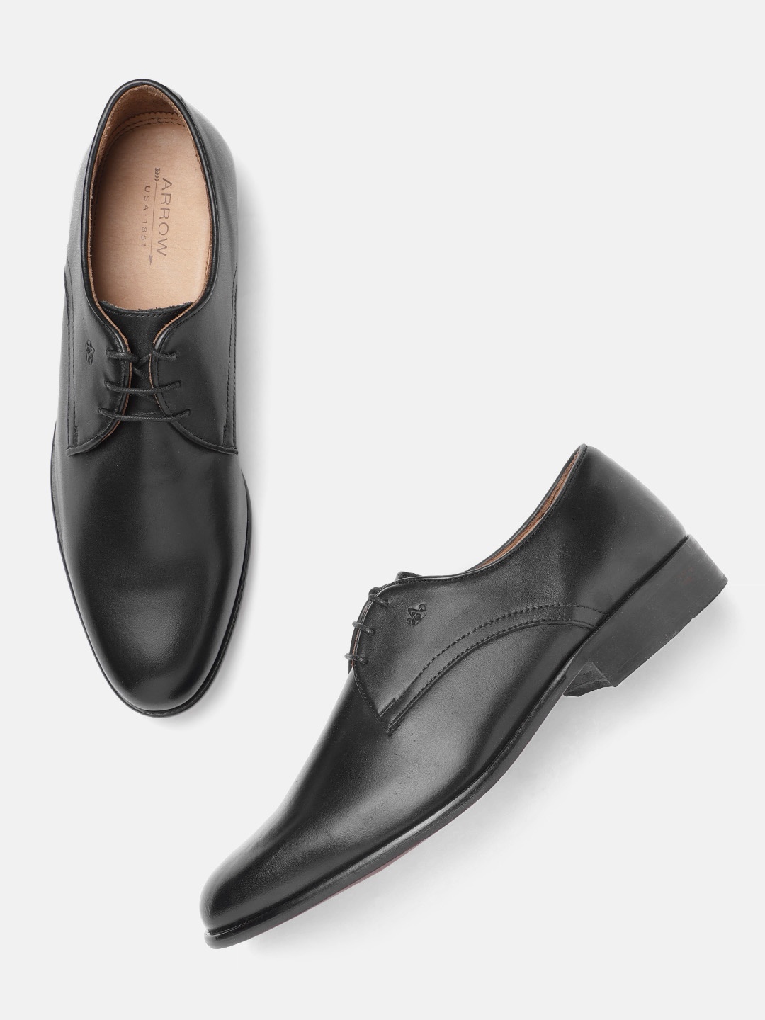 

Arrow Men Black Solid Leather Formal Derbys