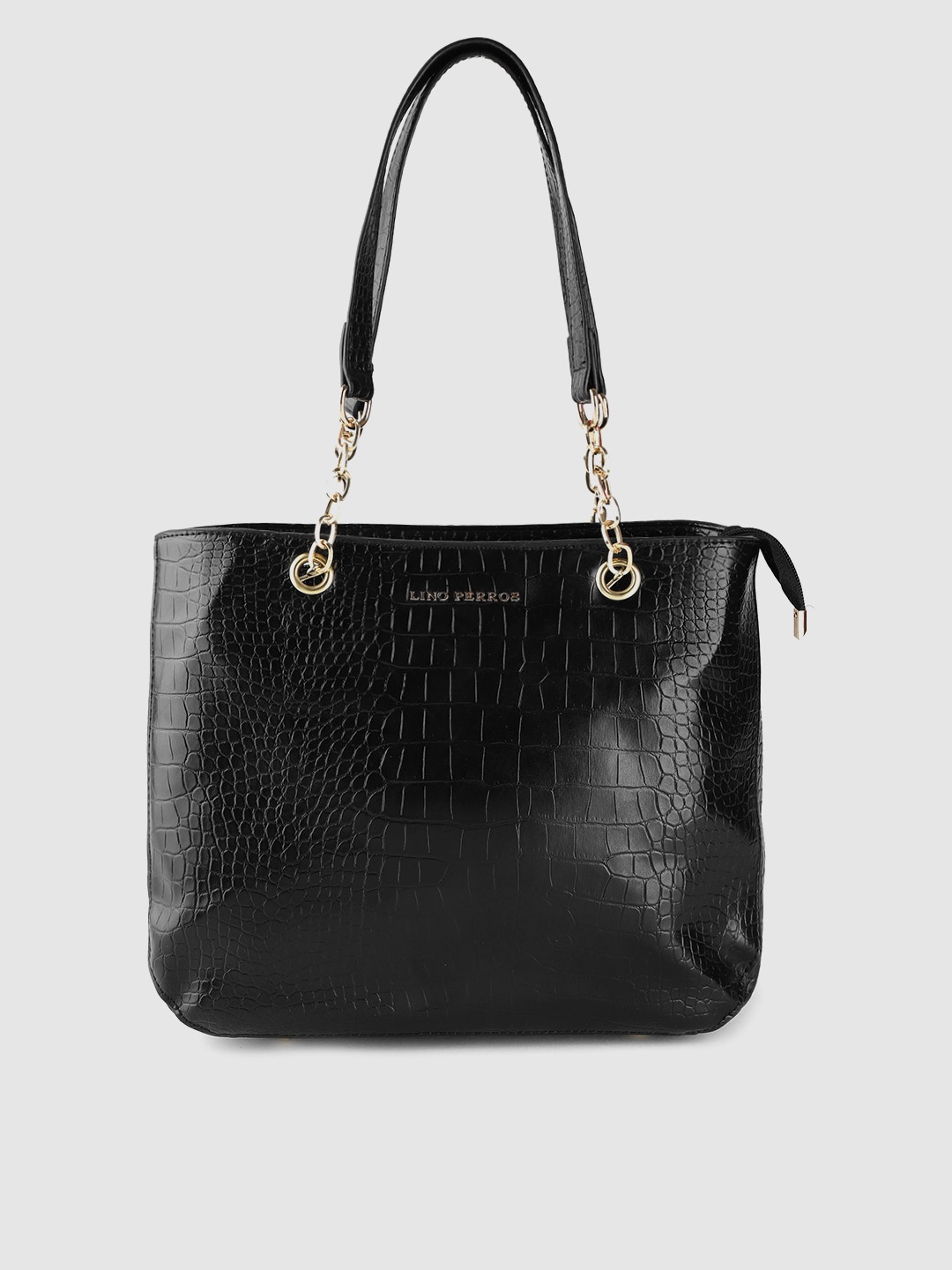 

Lino Perros Black Croc Textured Shoulder Bag
