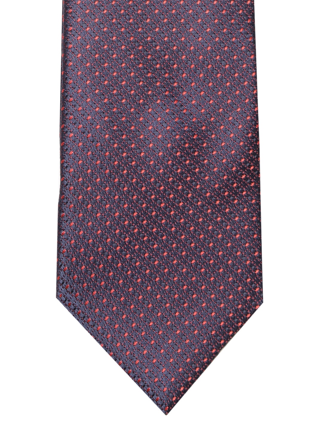 

Lino Perros Navy Blue & Red Woven Design Broad Tie