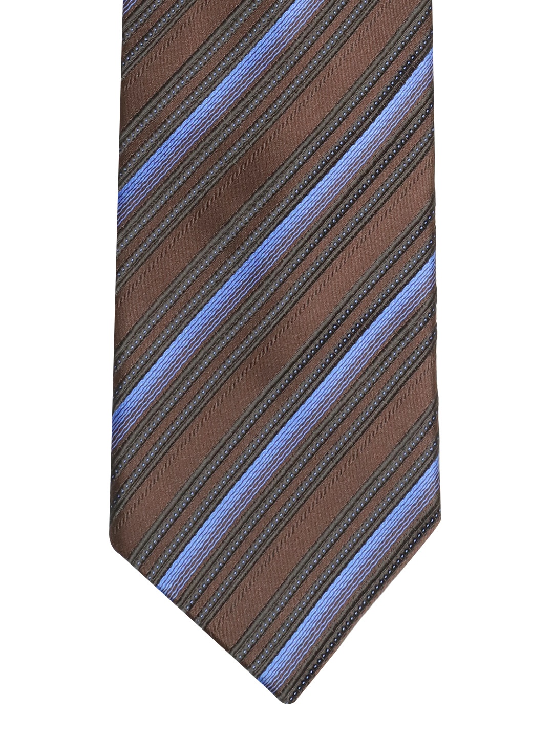 

Lino Perros Coffee Brown & Blue Striped Broad Tie