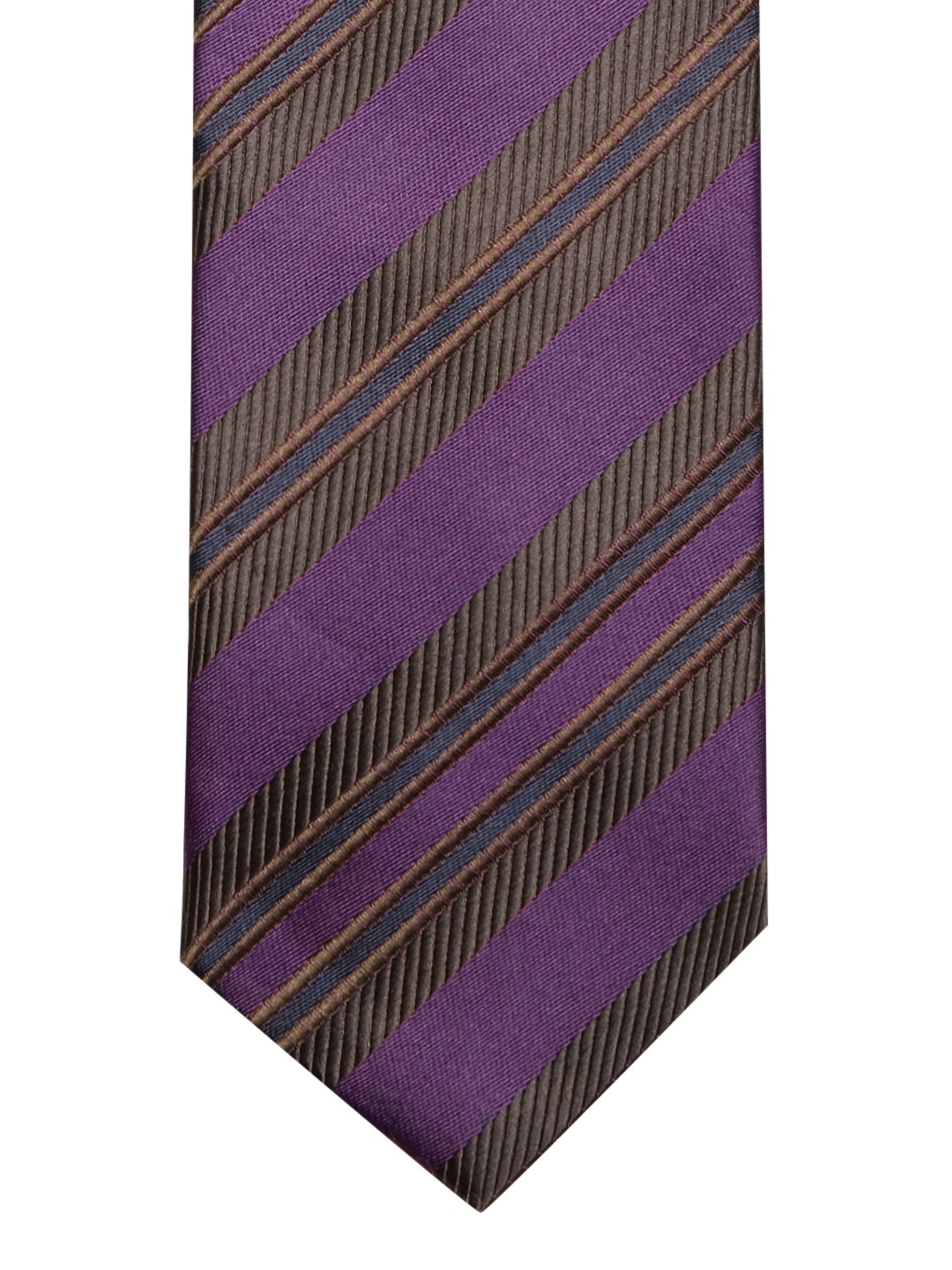 

Lino Perros Purple & Coffee Brown Striped Broad Tie