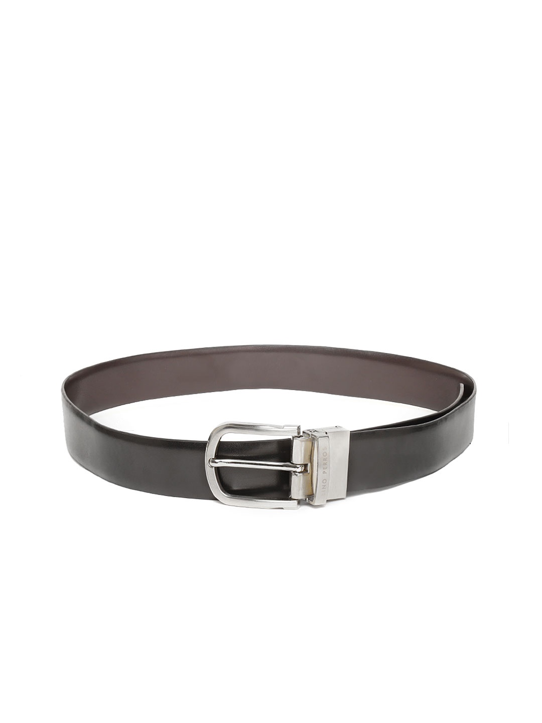 

Lino Perros Men Black & Coffee Brown Leather Solid Reversible Belt