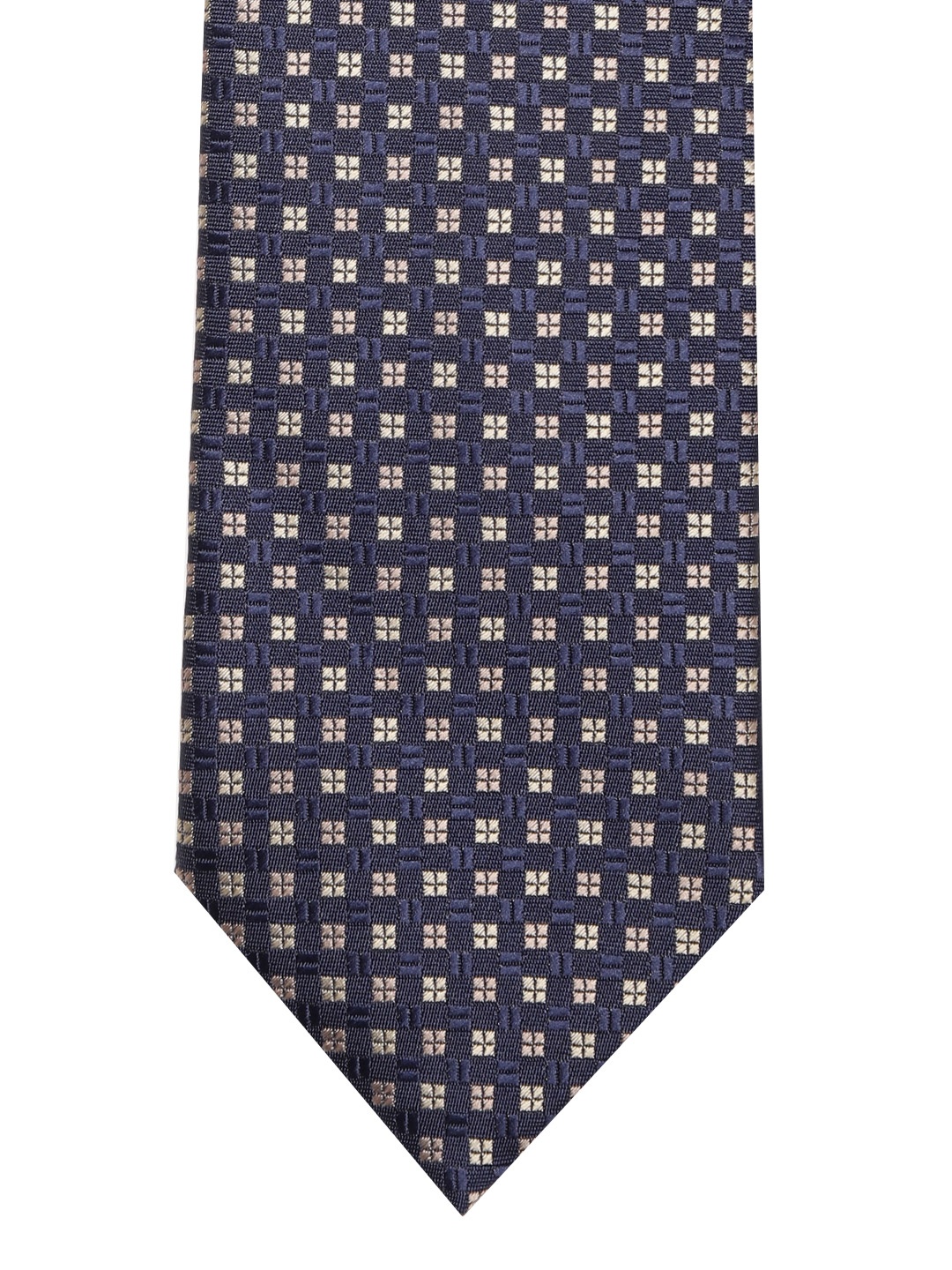 

Lino Perros Navy Blue & Beige Woven Design Broad Tie