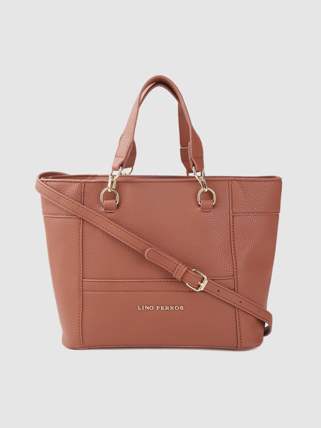 

Lino Perros Brown Solid Handheld Bag