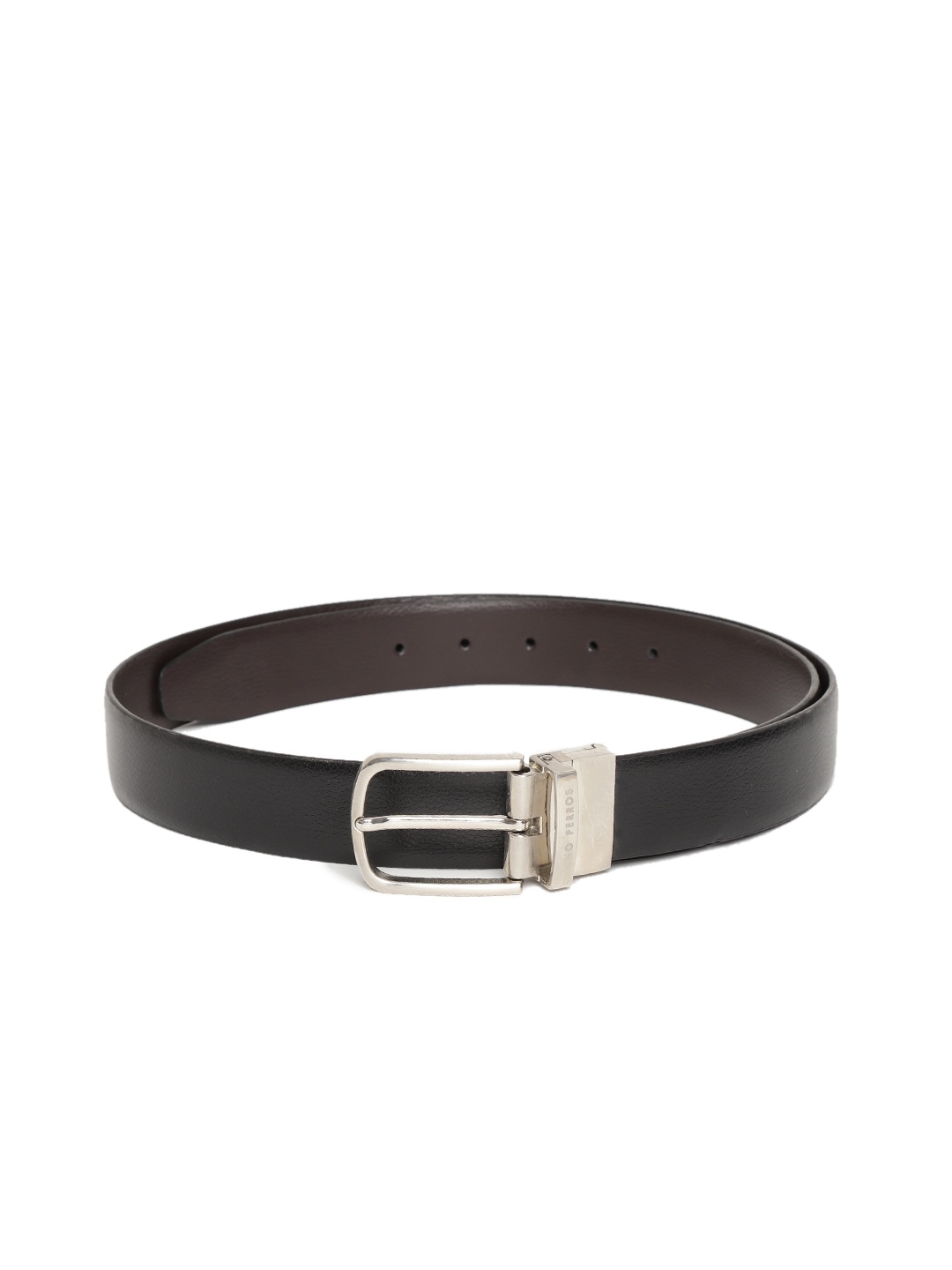 

Lino Perros Men Black & Coffee Brown Solid Formal Reversible Leather Belt