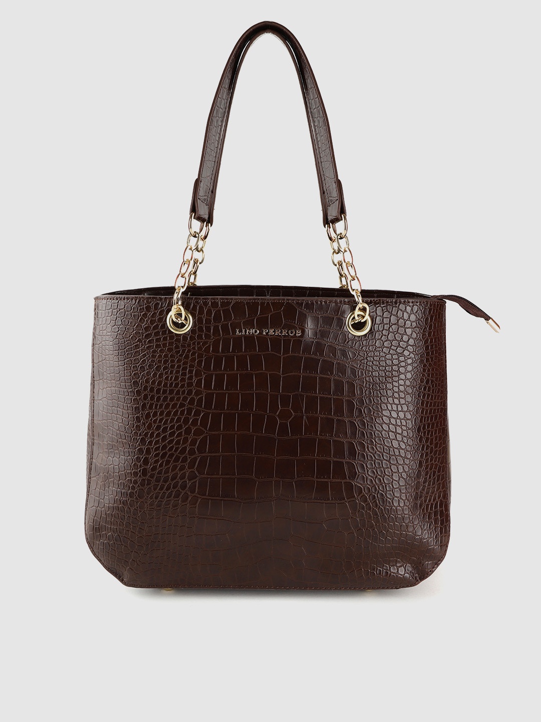 

Lino Perros Coffee Brown Croc Textured Shoulder Bag