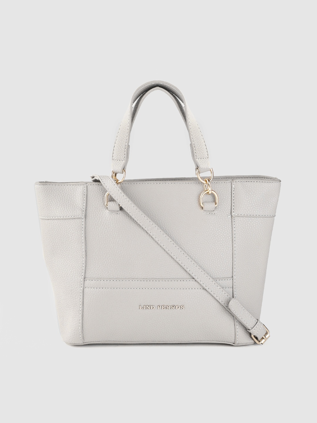 

Lino Perros Grey Solid Handheld Bag with Detachable Sling Strap