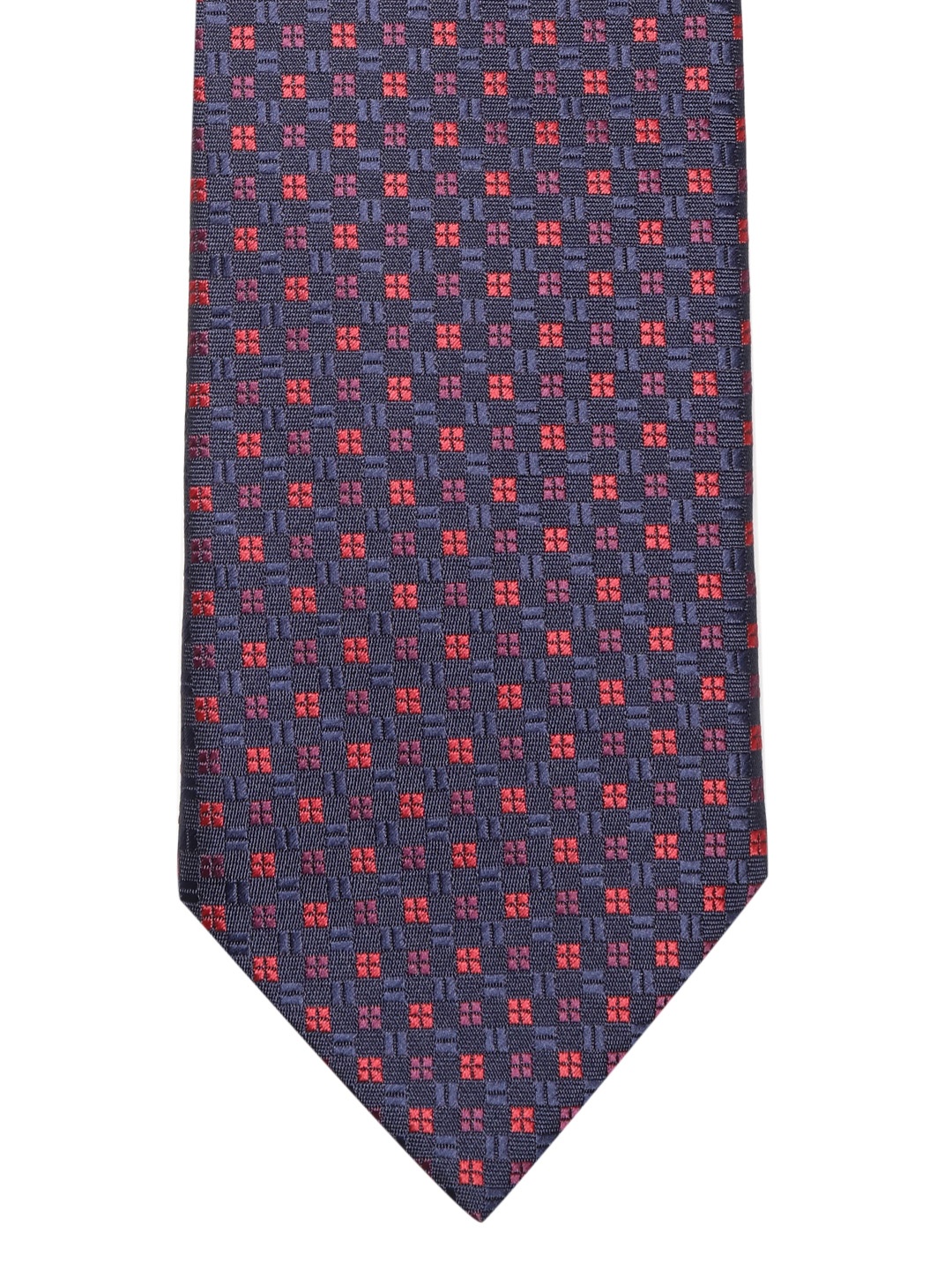 

Lino Perros Navy Blue & Red Woven Design Broad Tie