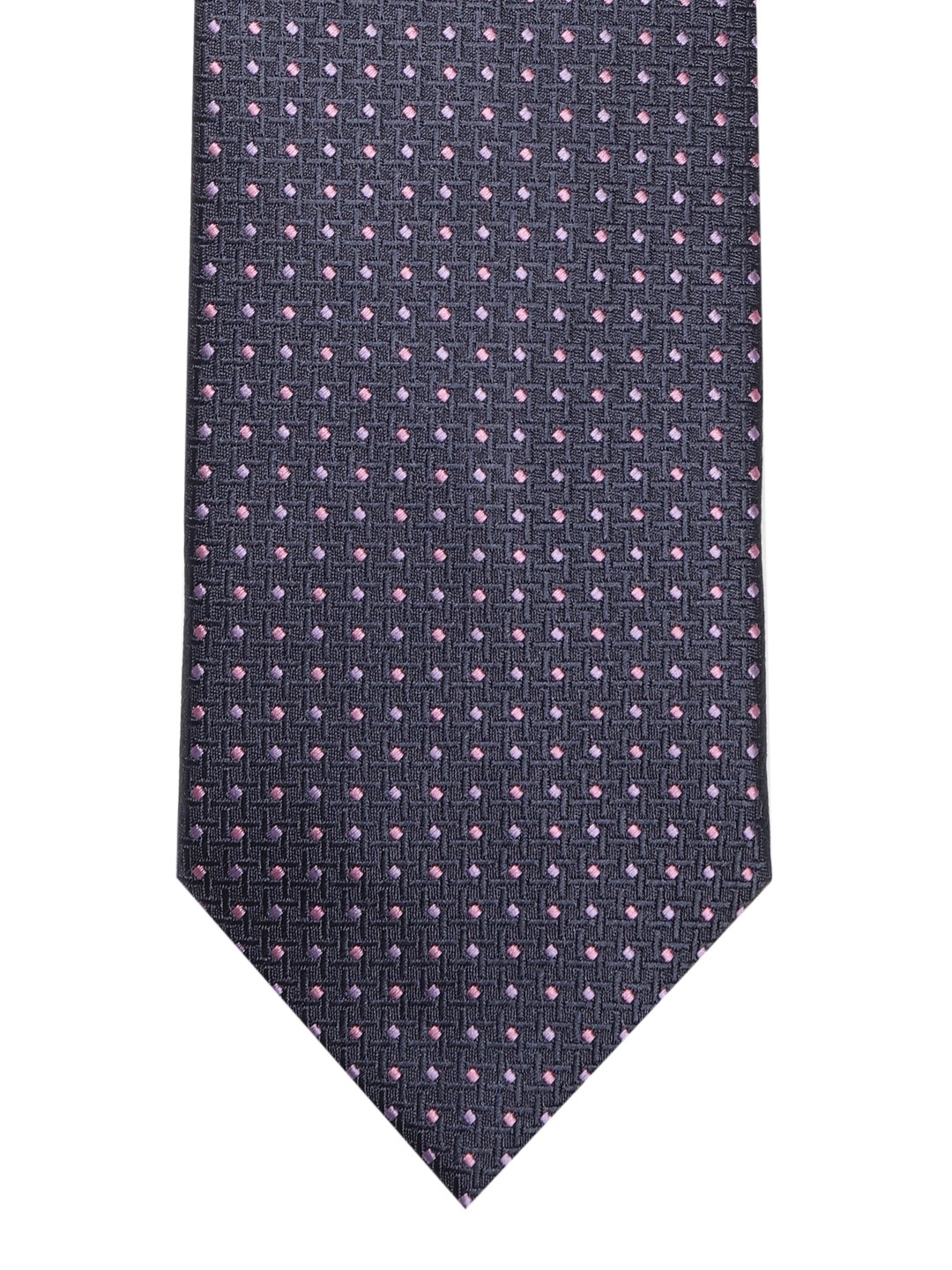 

Lino Perros Navy Blue & Pink Woven Design Broad Tie