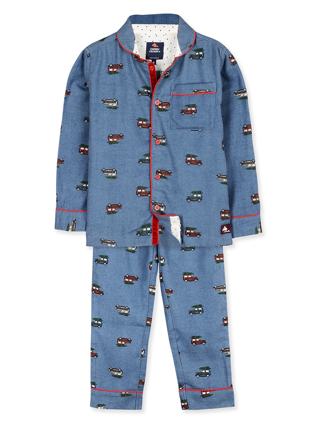 

Cherry Crumble Kids Blue & Red Printed Night suit