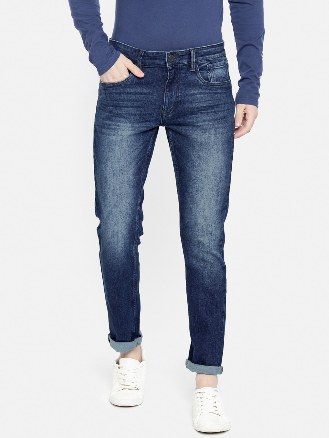 

WROGN Men Blue Slim Fit Mid-Rise Clean Look Stretchable Jeans