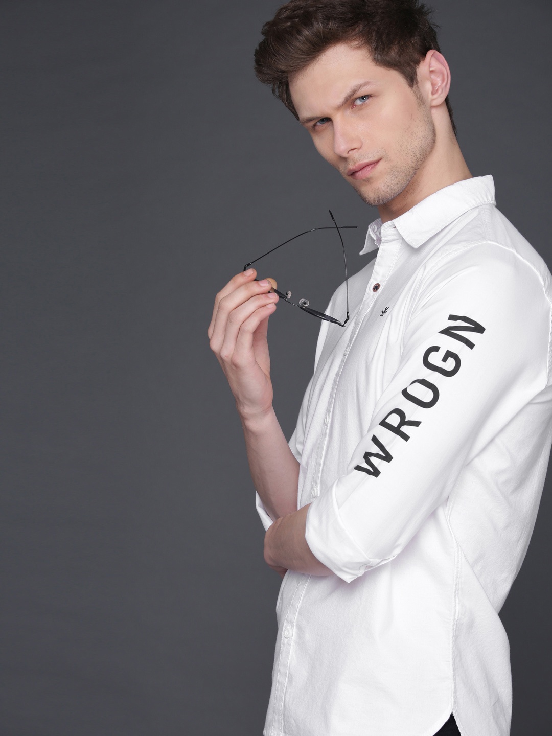 

WROGN Men White Slim Fit Casual Shirt