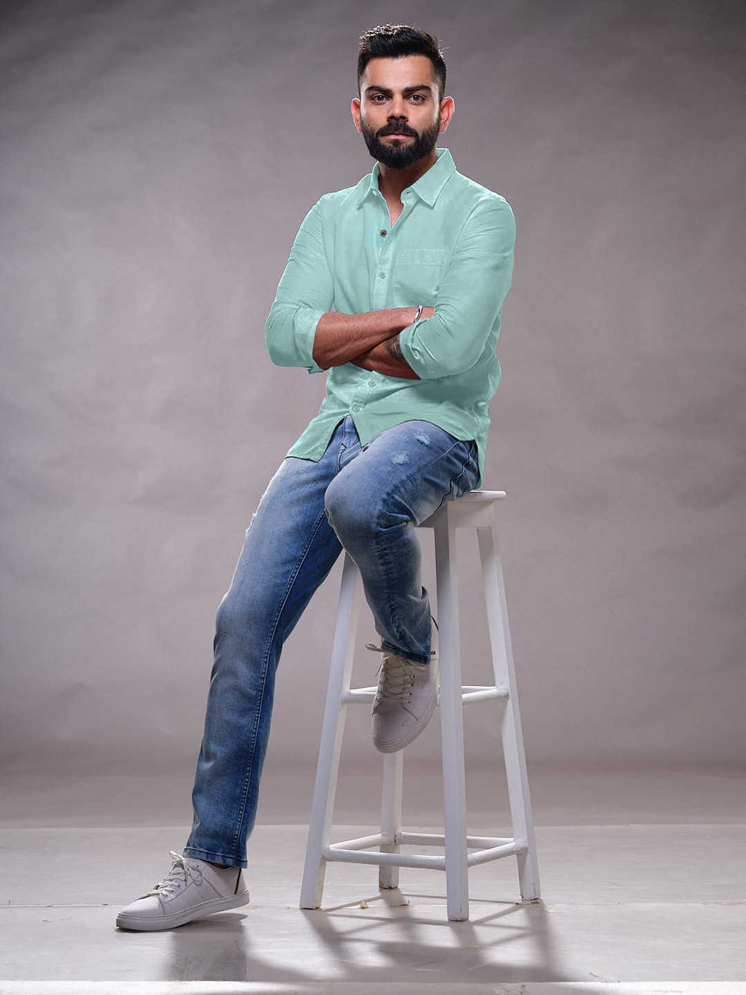 

WROGN Men Sea Green Slim Fit Solid Casual Shirt