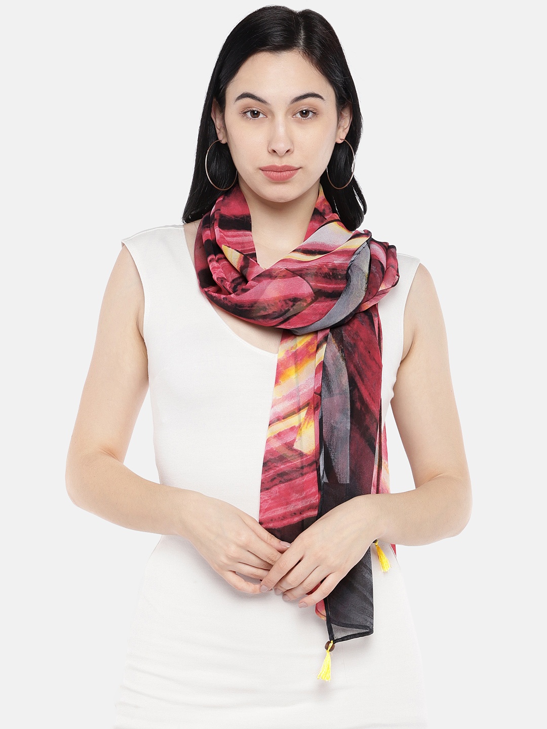 

shiloh Red & Black Printed Scarf