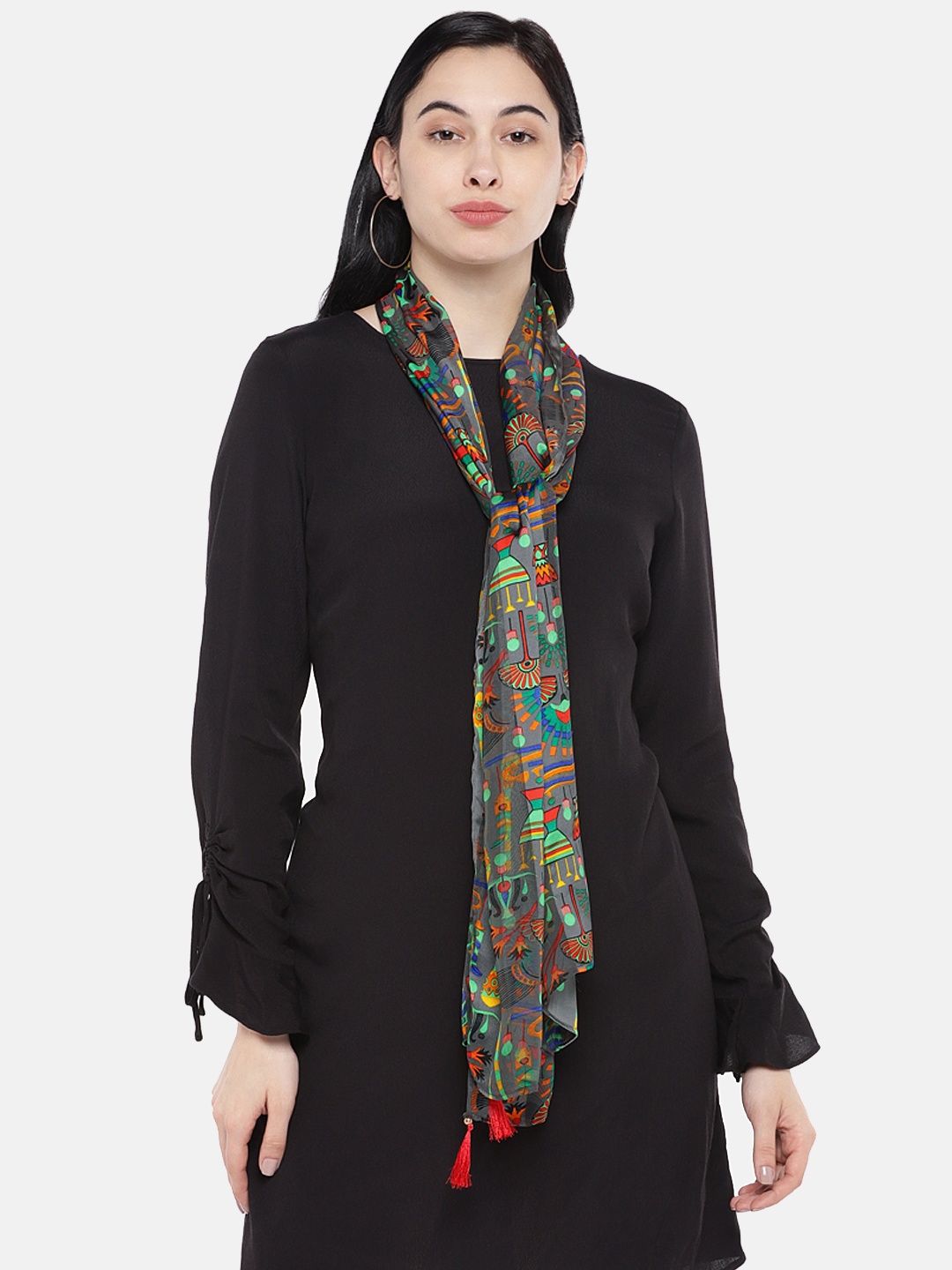 

Shiloh Grey and Green Printed Scarf
