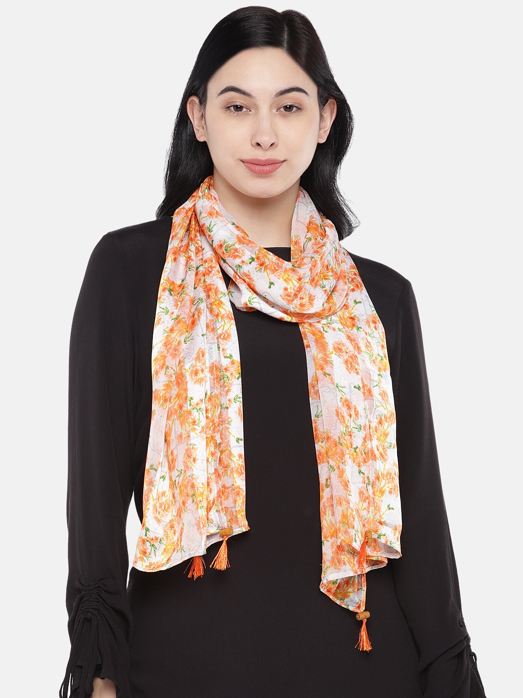 

Shiloh Orange and White Printed Scarf