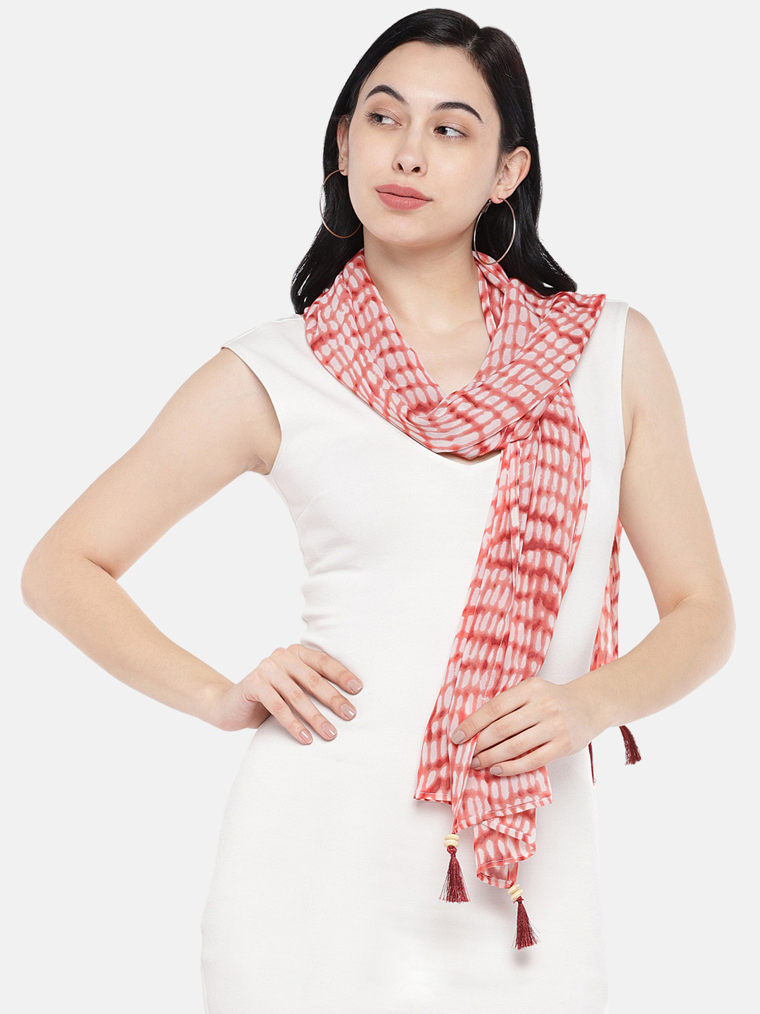 

Shiloh Red and White Printed Scarf