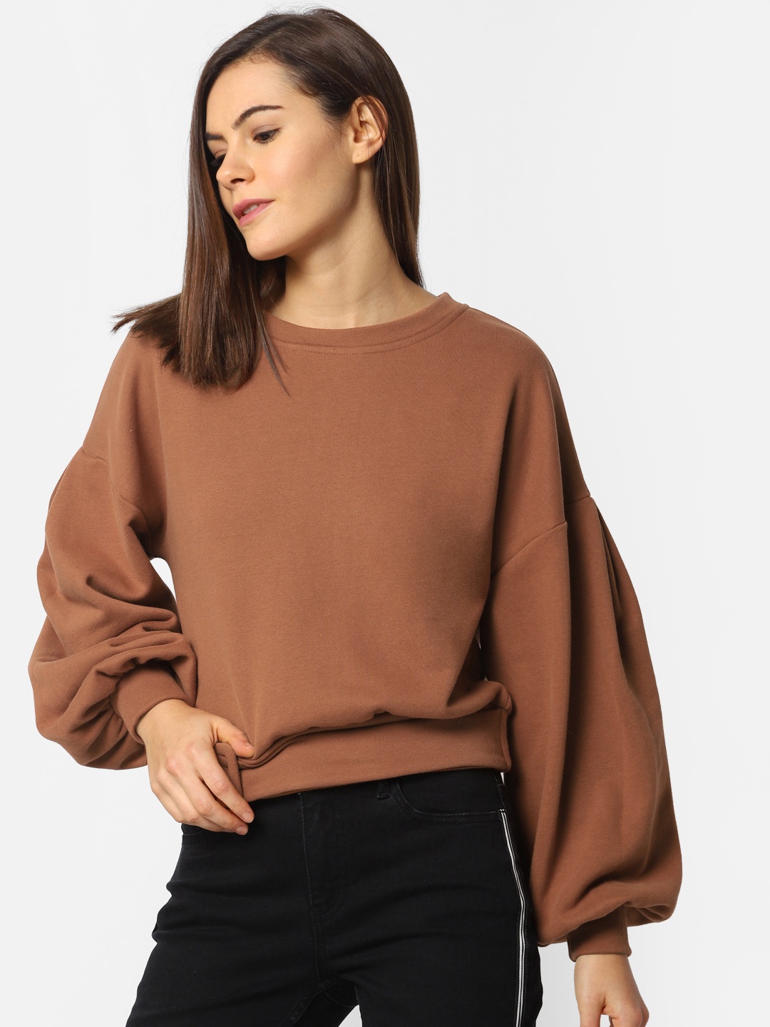 

ONLY Women Brown Solid Sweatshirt