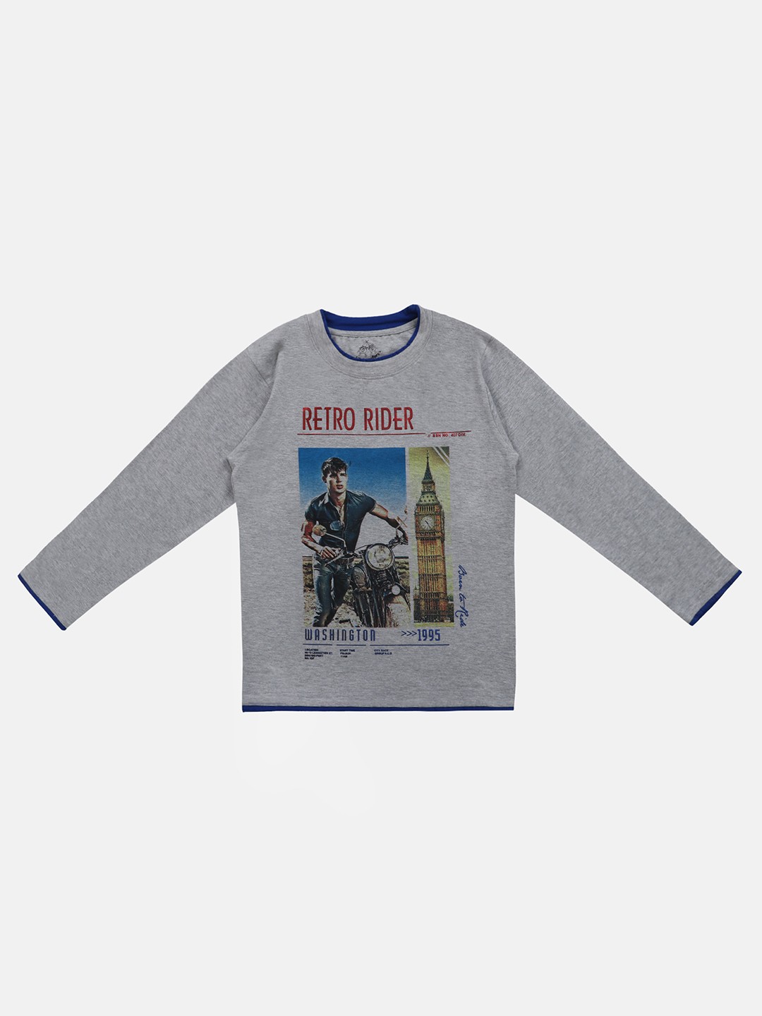 

Lil Tomatoes Boys Grey Printed Round Neck Pure Cotton T-shirt
