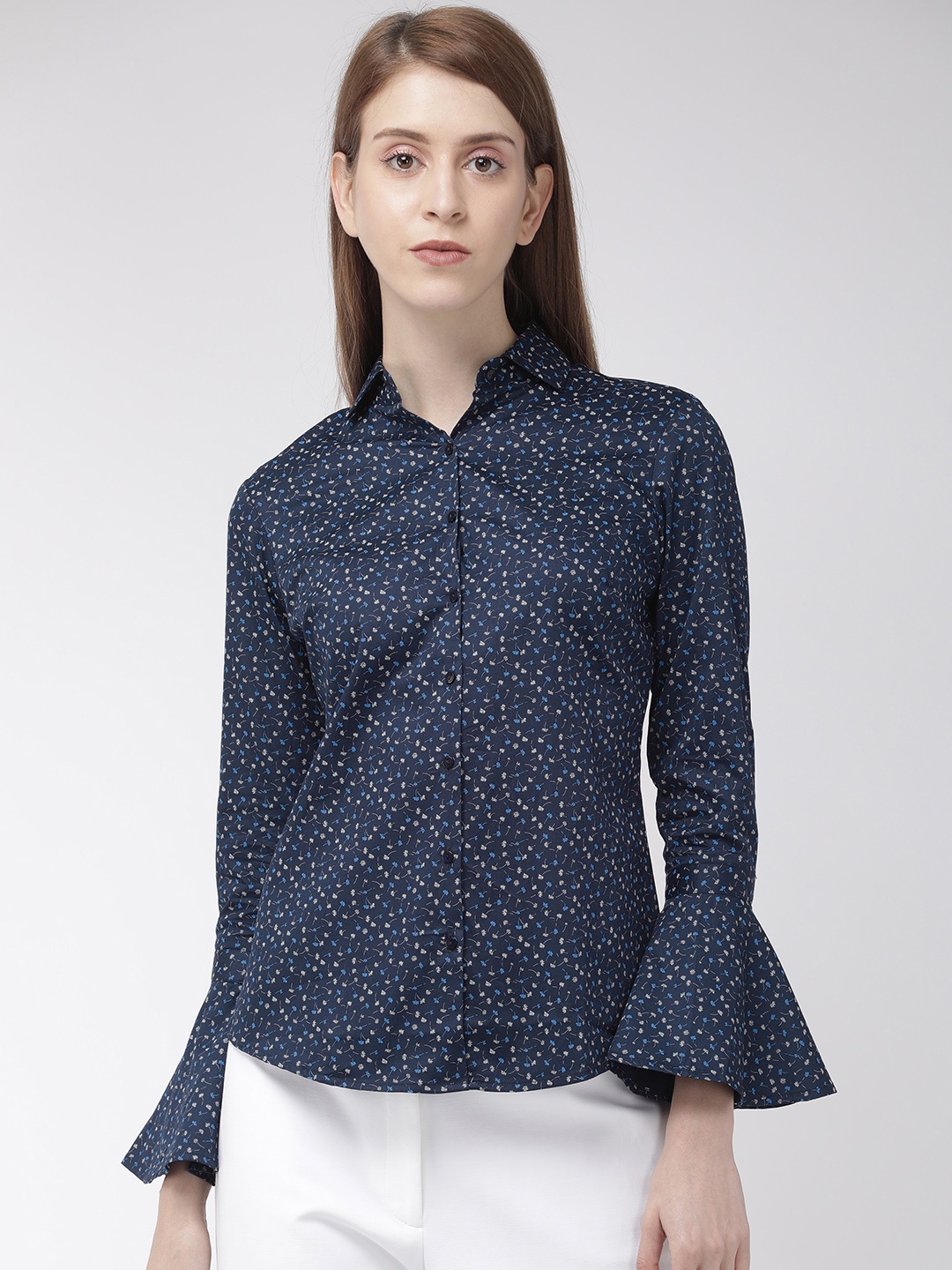 

Park Avenue Women Blue Slim Fit Printed Casual Shirt