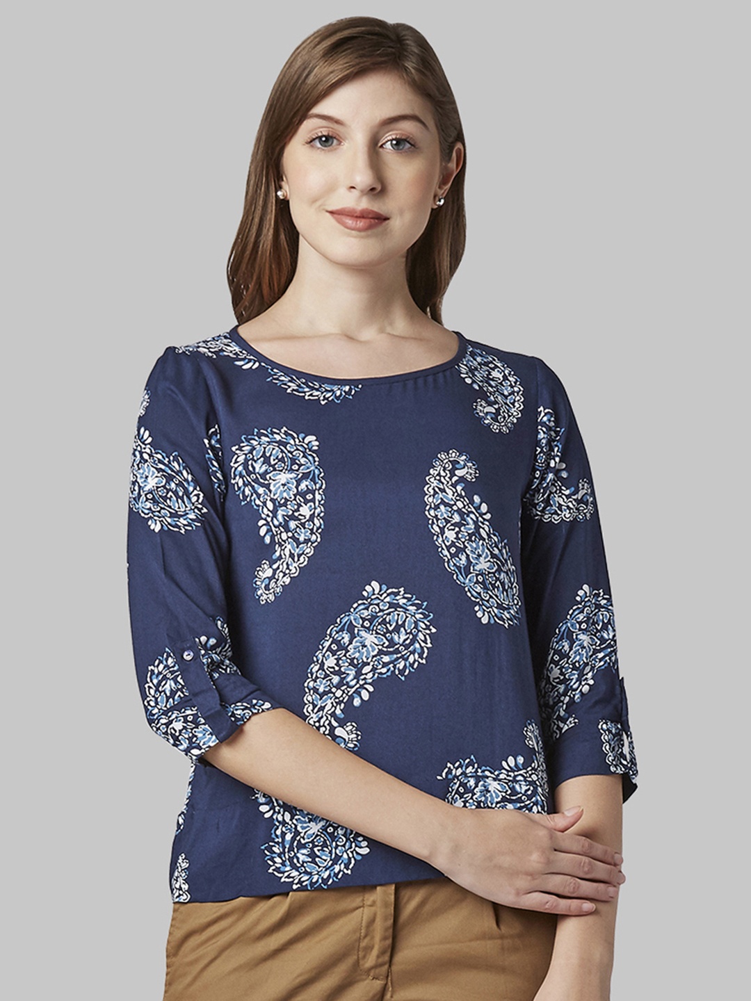 

Park Avenue Women Blue Printed Top