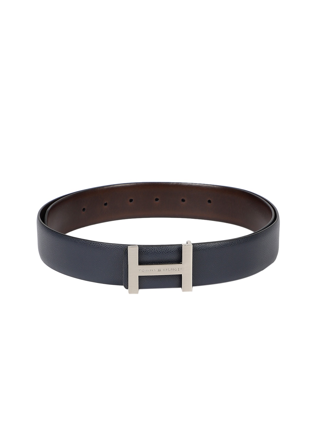 

Tommy Hilfiger Men Brown & Navy Blue Reversible Solid Belt