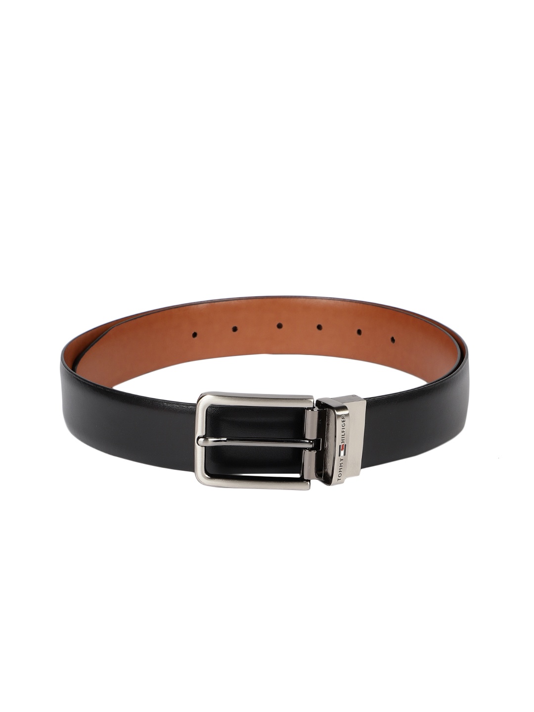 

Tommy Hilfiger Men Black & Tan Brown Solid Belt