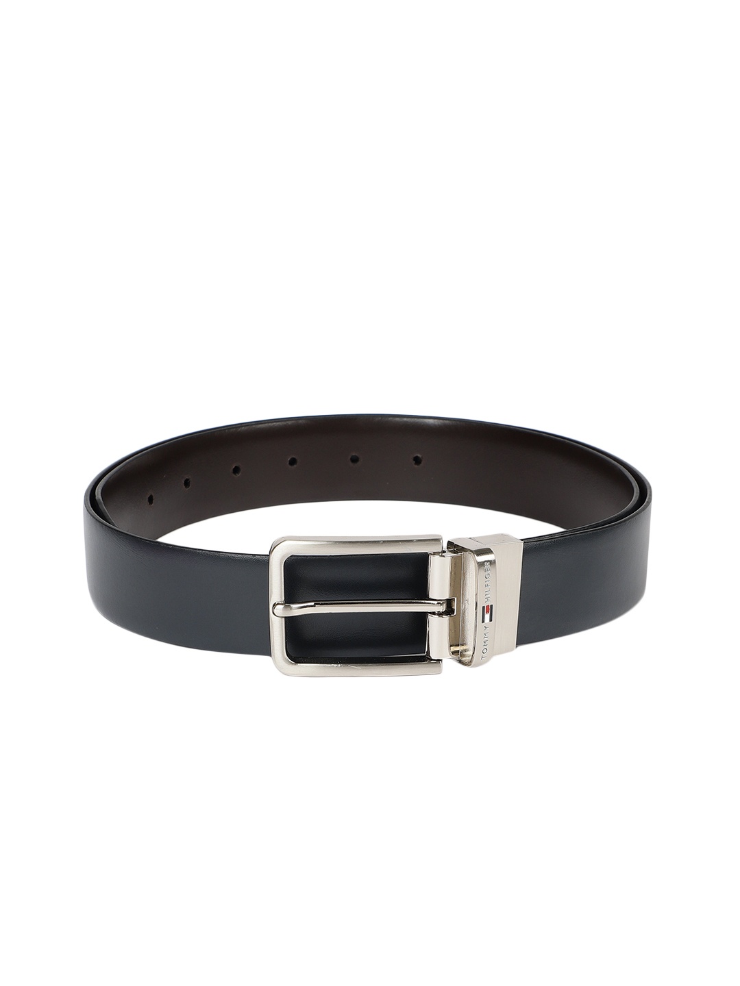 

Tommy Hilfiger Men Navy Blue & Brown Solid Reversible Belt
